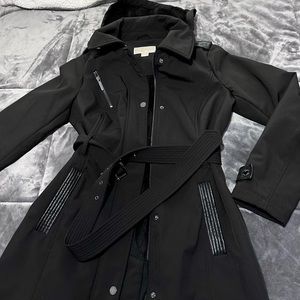 MICHAEL Michael Kors trench coat leather with hoodie black | size M